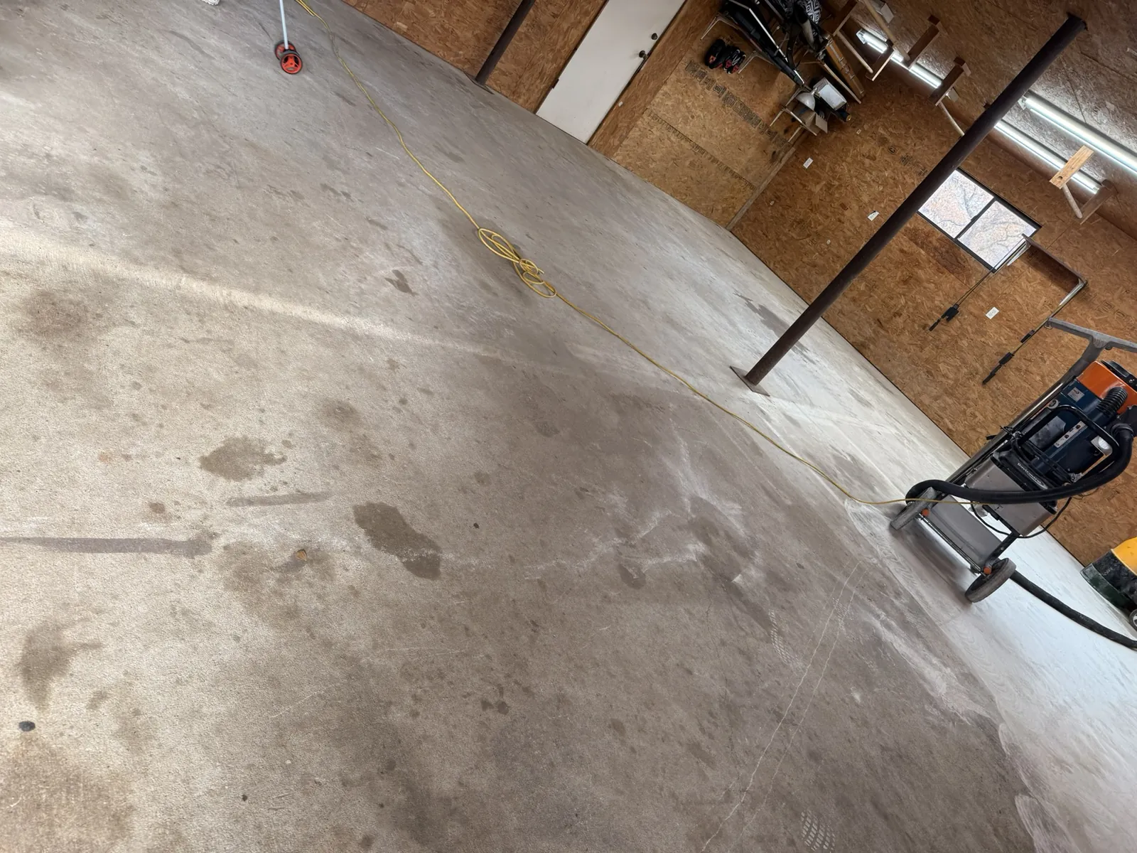 Workshop floor, Charcoal flake, sealed, before